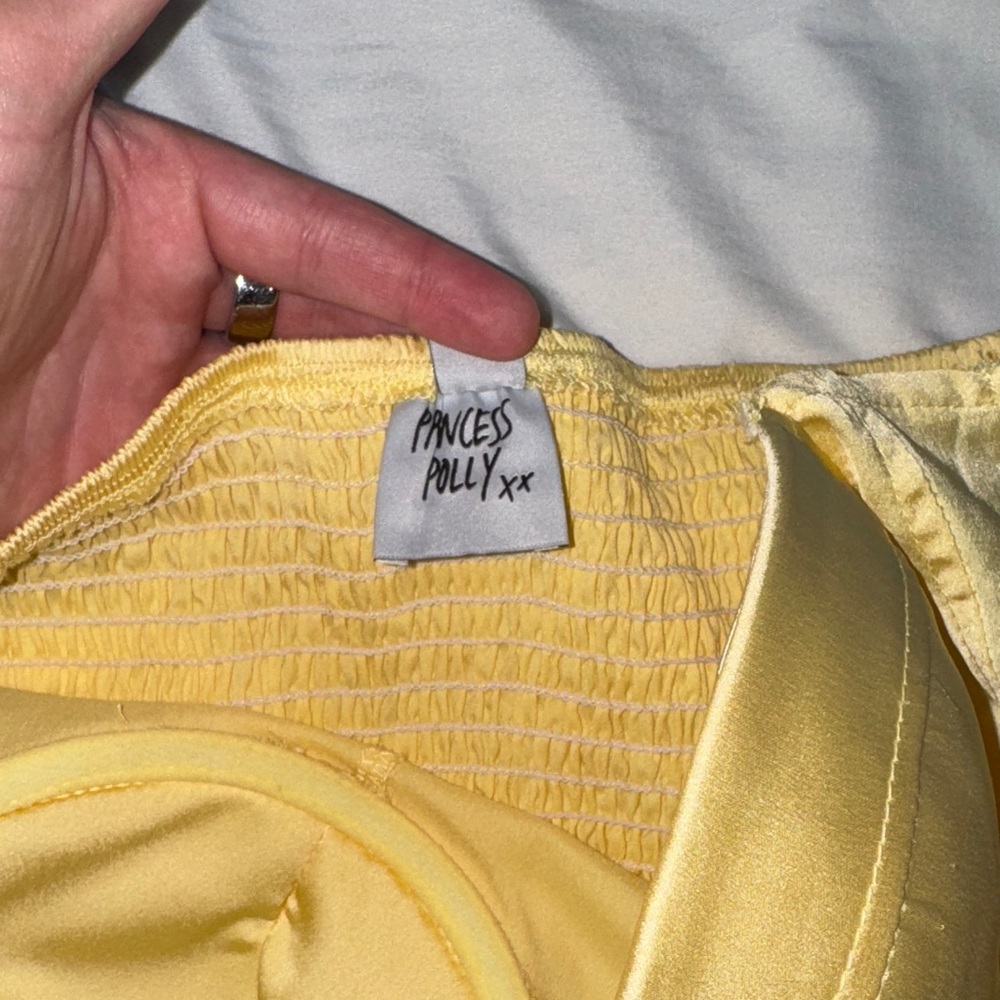 Princess Polly Yellow Satin Strapless Bustier Top - Picture 2 of 5